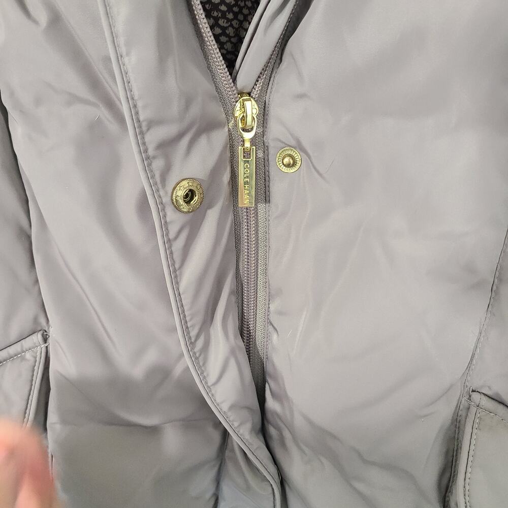 Cole Haan Puffer Coat Women's Large Oversized Collar Belted Long Down Filled - Picture 9 of 16